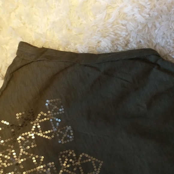 Christopher & Banks women's size XL tie waist, short capped sleeves top with seq - Picture 4 of 10